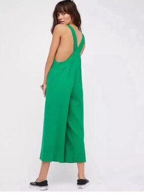 FREE PEOPLE Happy To Be Here Jumpsuit Kelly Green XS - NWOT 💚✨